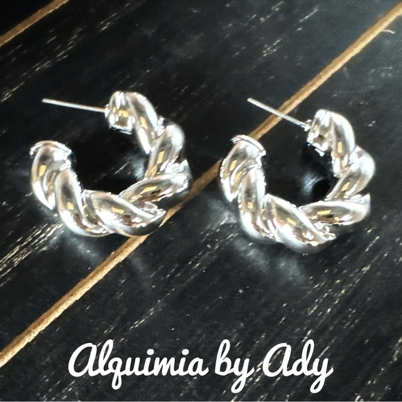 Alquimia Crescent Earrings with Twisted Texture - Picture 1 of 1